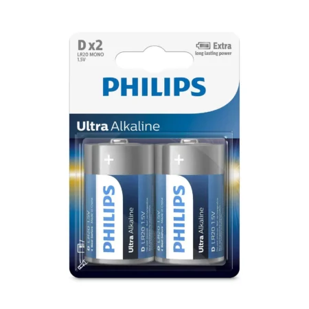 PHILIPS Ultra Alkaline Battery 1.5V Size D LR20 (2Pcs)