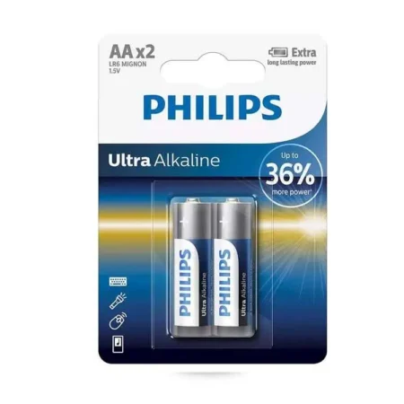 PHILIPS Ultra Alkaline Battery LR6E2B/97 1.5V AA (2Pcs)