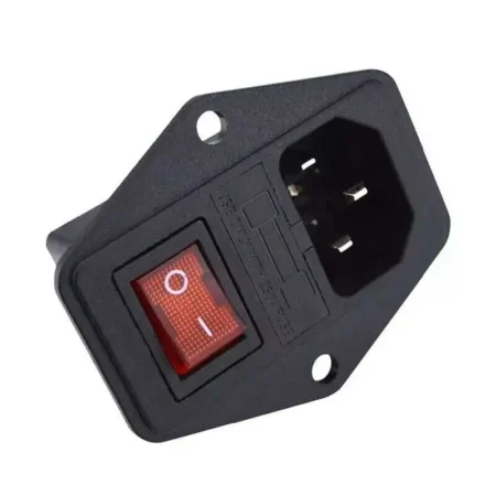 Panel Mount AC Power Male Socket With Fuse Compartment And ON/OFF Switch
