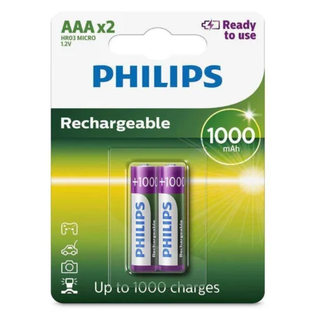 PHILIPS Rechargeable Battery AAA 1.2V 1000mAh (2 Pcs)