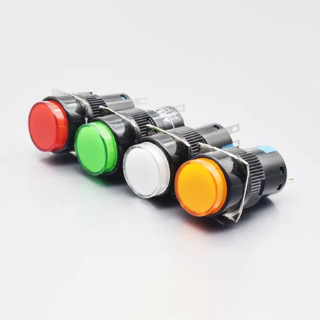 Round Push Button 16mm 220VAC with Indicator LED 3 Pin AB6-M