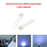 LED Straw Hat 5mm (White) Super Bright (1200-1400mcd)