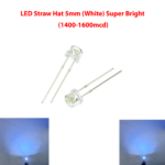 LED Straw Hat 5mm (White) Super Bright (1400-1600mcd)