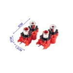 RCA Female Jack Socket Audio Video AV (2 Hole) – Pcb Mount Red