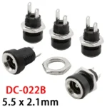 Female DC Power 2.1mm Connector for Box – Plastic (DC-022B)