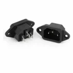 AC Power Socket Panel Mount IEC Plug Male, 10A, 250 Vac Connector