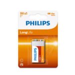 Battery 9V – PHILIPS Long Life Zinc Battery (6F22L1B/97)