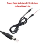 Power Cable Male Jack DC 5.5/2.5mm to Bare Wires 1.2m